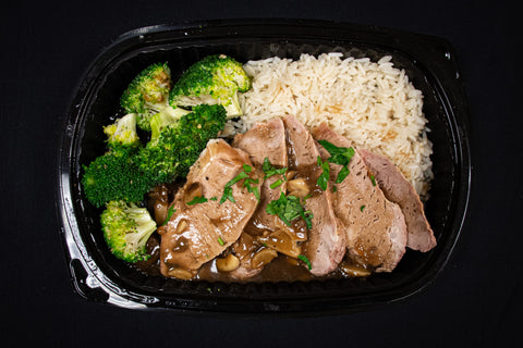 Garlic Wine Pork Tenderloins with Broccoli & White Rice