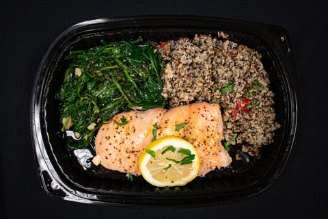 Lemon Pepper Salmon with Spinach & Quinoa