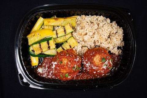 Turkey Meatballs with Brown Rice & Zucchini/Squash